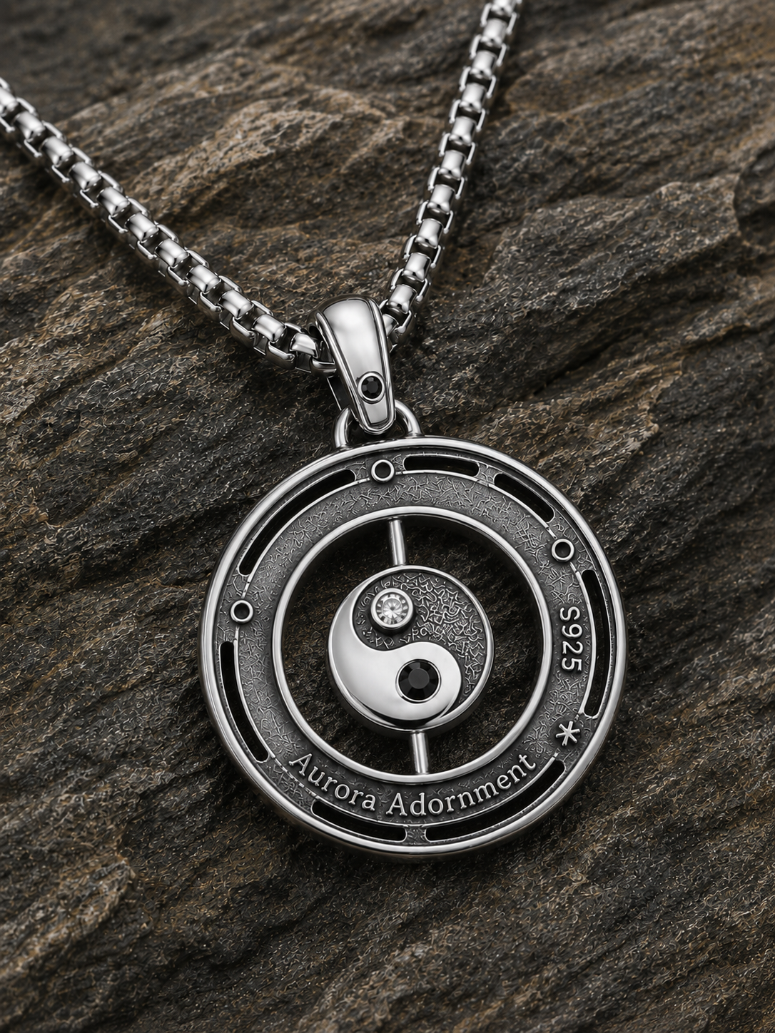 Yin Yang Bagua Rotating Pendant Necklace