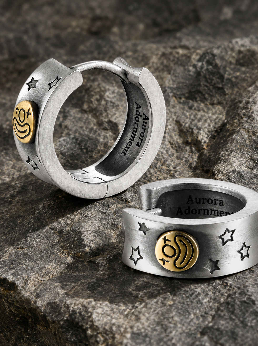 Joker Smile Sterling Silver Hoop Earrings