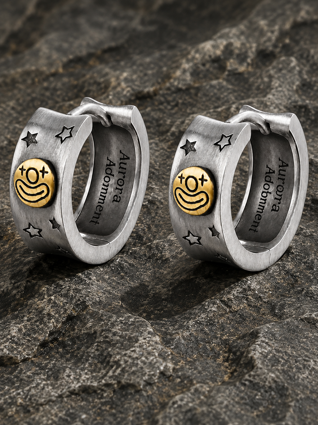 Joker Smile Sterling Silver Hoop Earrings