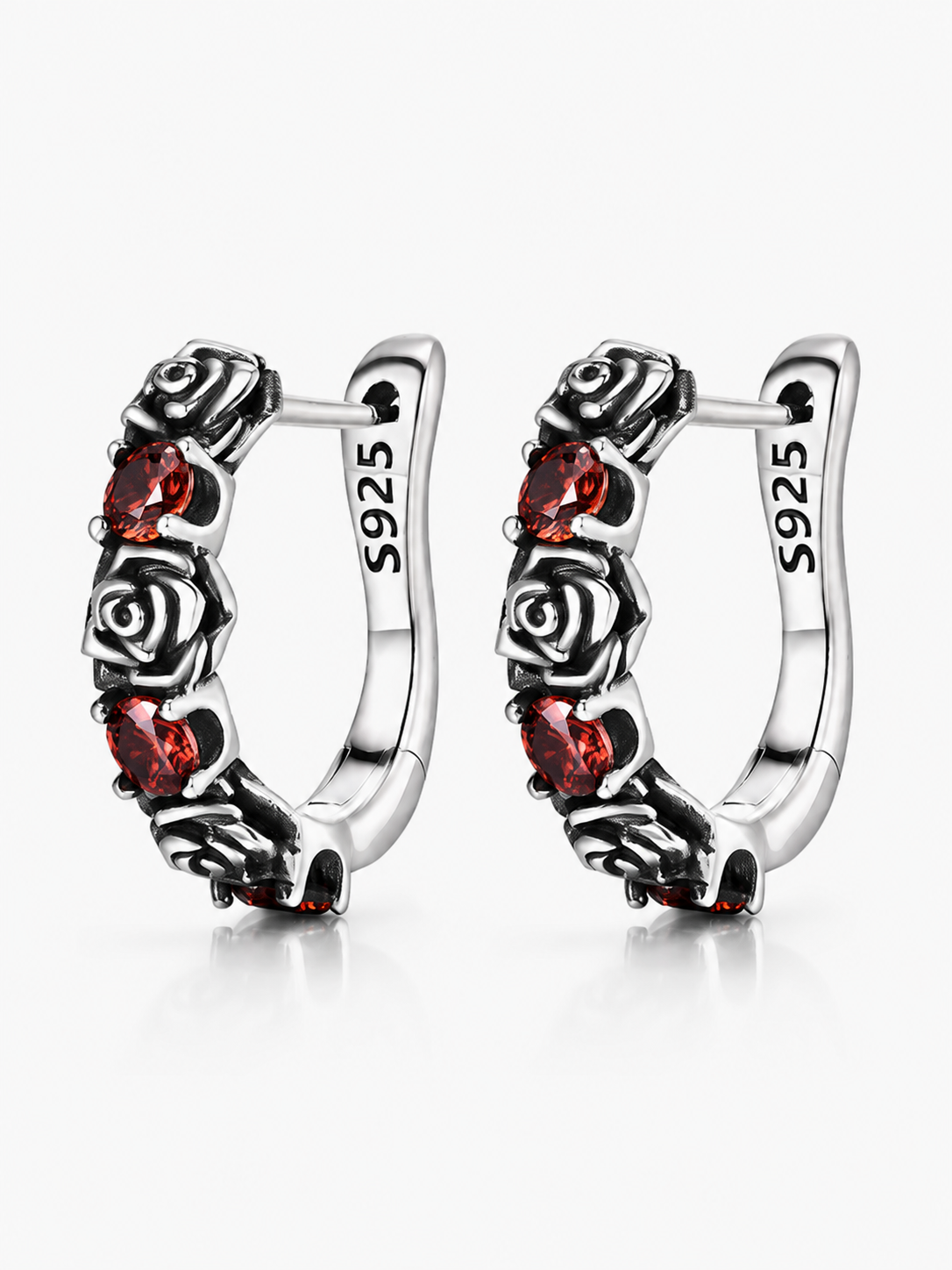 Thorn Rose Ruby Stud Earrings