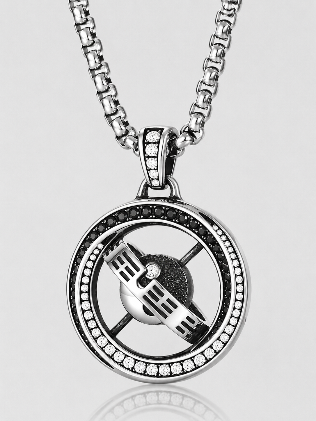 Yin Yang Bagua Rotating Pendant Necklace