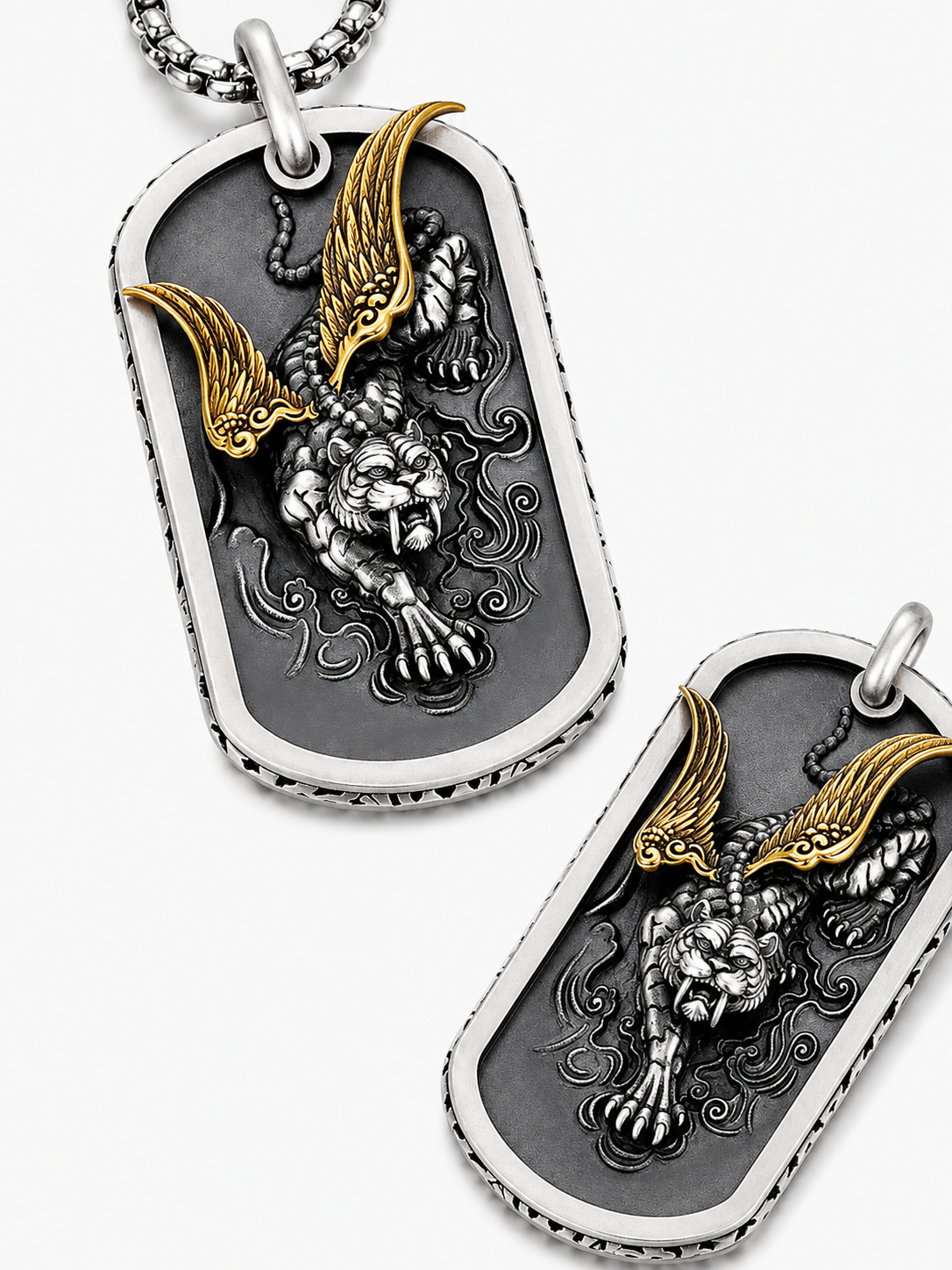 Tiger Ascendant 3D Sterling Silver Necklace